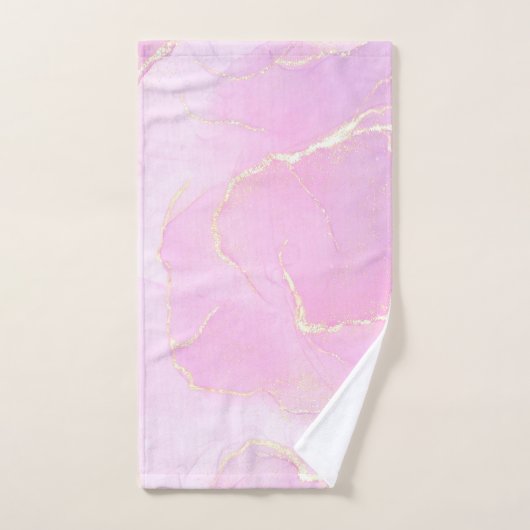 Marmorpastel Pink Gold Mit Monogramm Badhandtuch Set (Handtuch)