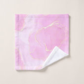 Marmorpastel Pink Gold Mit Monogramm Badhandtuch Set (Waschlappen)