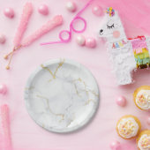 Marmorpastel Stone Texture Glitzer Wasserfarbe Pappteller (Party)