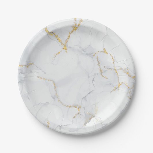 Marmorpastel Stone Texture Glitzer Wasserfarbe Pappteller (Vorderseite)