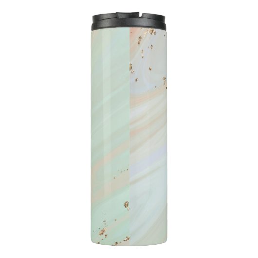 Marmorpastel Stone Texture Glitzer Wasserfarbe Thermosbecher (Rückseite)
