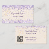 Marmorpfirsich lila Konfetti qr-Code Visitenkarte (Vorne/Hinten)