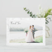 Marmorrahmen-Foto-Hochzeit Dankeskarte (Stehend Vorderseite)