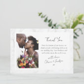 Marmorrahmen-Foto-Hochzeit Dankeskarte (Stehend Vorderseite)