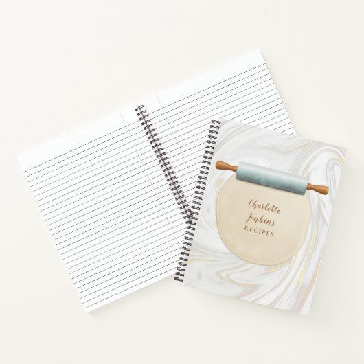 Marmorrollen Button Wirbel Rezept Notizblock (Innenseite)