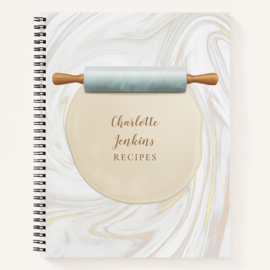 Marmorrollen Button Wirbel Rezept Notizblock (Vorderseite)