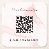 Marmorrosa Firmenname qr Code Rechteckiger Pappuntersetzer (Vorderseite)