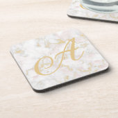 Marmorrosa Gold-Muster-Untersetzer Getränkeuntersetzer (Linke Seite)