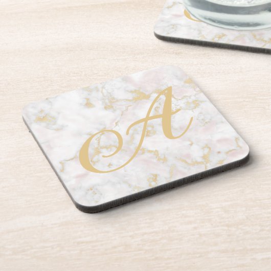 Marmorrosa Gold-Muster-Untersetzer Getränkeuntersetzer (Linke Seite)