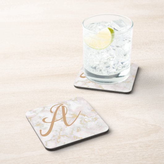 Marmorrosa Goldfliese Getränkeuntersetzer (Rechte Seite)