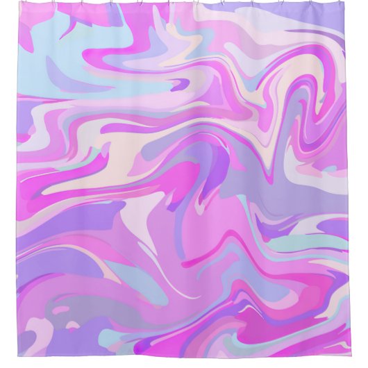Marmorrosa Lila Türkis Duschvorhang (Vorderseite)