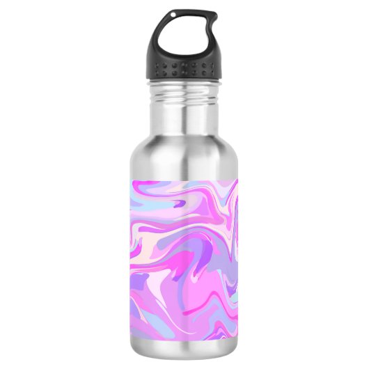 Marmorrosa Lila Türkis Edelstahlflasche (Vorderseite)