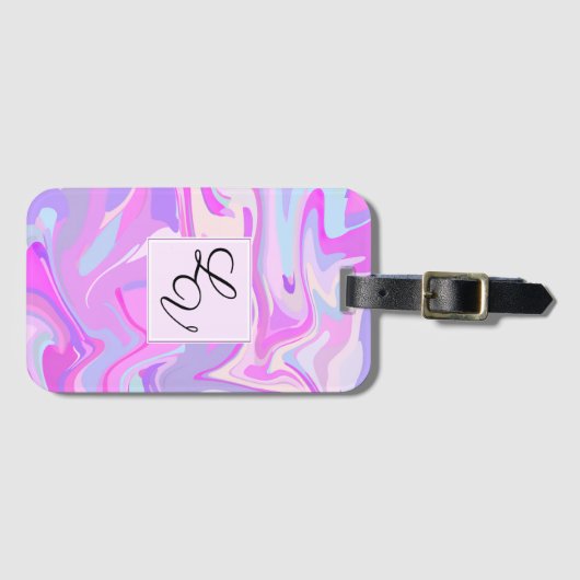 Marmorrosa Lila Türkis Gepäckanhänger (Vorderseite (Horizontal))