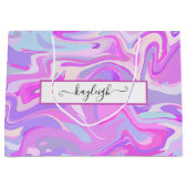 Marmorrosa Lila Türkis Große Geschenktüte (Vorderseite)