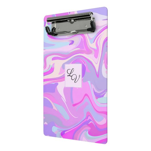 Marmorrosa Lila Türkis Mini Klemmbrett (Gewinkelt2)