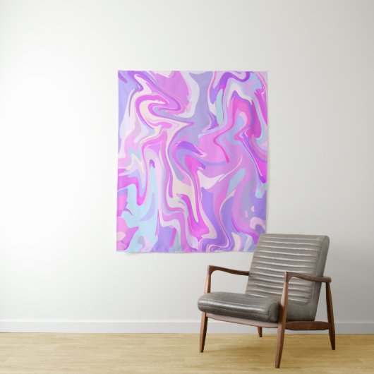 Marmorrosa Lila Türkis Wandteppich (Beispiel)