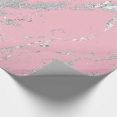 Marmorrosa Metall Silbergrau Schlaganfälle Abstrak Geschenkpapier (Ecke)