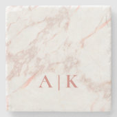 Marmorrosa Mit Monogramm Getränkekappe Steinuntersetzer (Vorderseite)
