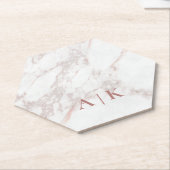 Marmorrosa Mit Monogramm Paper Hexagon Untersetzer (angewinkelt)