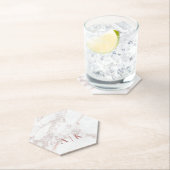 Marmorrosa Mit Monogramm Paper Hexagon Untersetzer (Vor Ort)