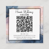 Marmorrosa Navy Blue Agate QR Code Liquid Square Quadratische Visitenkarte (Rückseite)