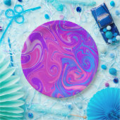 Marmorrosa Paint Swirl Rosa Lila Kunstgenuss Pappteller (Party)