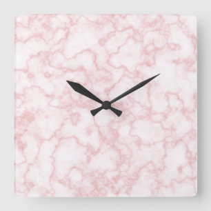 Marmorrosa Quadratische Wanduhr