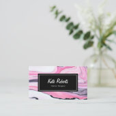 Marmorrosa schwarze Visitenkarte| Kreative Visitenkarte (Stehend Vorderseite)