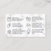 Marmorrosa Spray Tan Aftercare Card Visitenkarte (Rückseite)
