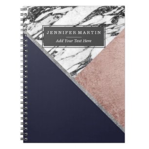 MarmorRosen-Goldmarine-Blau-Dreieck geometrisch Notizblock