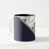 MarmorRosen-Goldmarine-Blau-Dreieck geometrisch Zweifarbige Tasse (Vorderseite Links)
