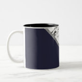 MarmorRosen-Goldmarine-Blau-Dreieck geometrisch Zweifarbige Tasse (Links)