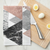 MarmorRosen-Goldsilber und BlumenGeo Dreiecke Handtuch (Viertel Falte)