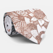 MarmorRosen-Goldsilber und BlumenGeo Dreiecke Krawatte (Gerollt)