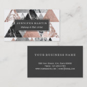 MarmorRosen-Goldsilber und BlumenGeo Dreiecke Visitenkarte (Vorne/Hinten)