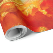 Marmorrot, orange, gold, bedrucktes Papier Geschenkpapier (Rolleneckpunkt)