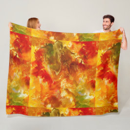 Marmorrot, orange, gold, gelb fleecedecke