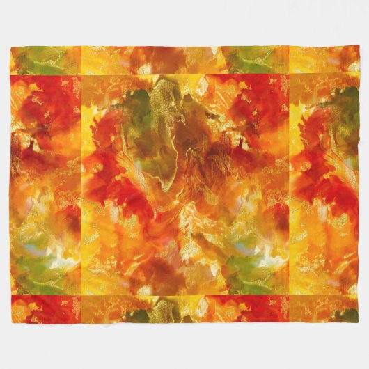 Marmorrot, orange, gold, gelb fleecedecke (Vorderseite (Horizontal))