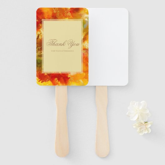 Marmorrot, orange, gold, gelber Marmor Fächer (Vorne und Hinten)