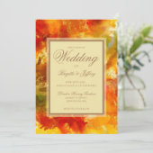 Marmorrot, orange, Gold, Hochzeit Save The Date (Stehend Vorderseite)