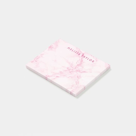 Marmorrot-Rosa-Bezeichnung Monogramm Post-it Klebezettel (angewinkelt)