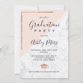 Marmorrot Rose Gold Graduierte Foto Abschluss Einladung (Rückseite)