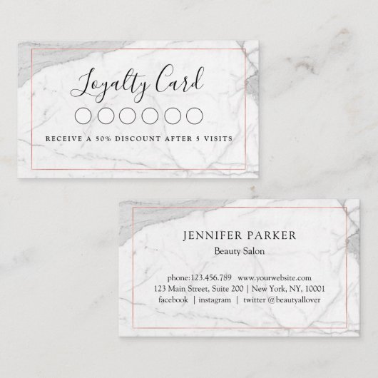 Marmorsalon Wellness-Center Loyalität 5 Visitenkar Visitenkarte (Vorne/Hinten)