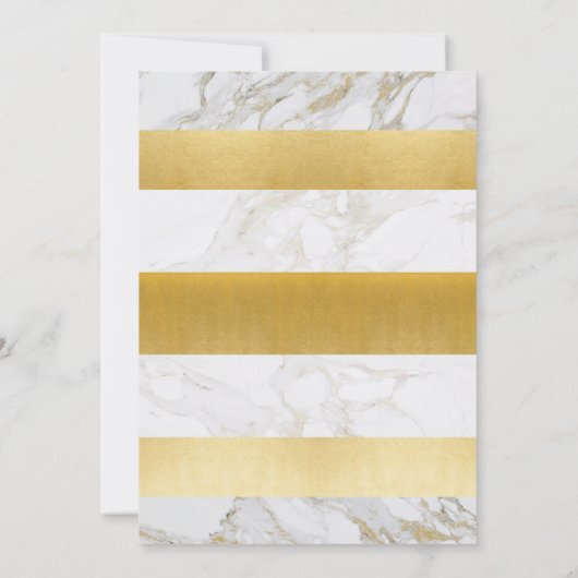 Marmorsäulendusche lädt zum Stripe-White-Gold-Part Einladung (Rückseite)