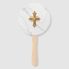 Marmorschau Hand Fan mit Kreuz Fächer