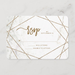 Marmorschau und geometrische Hochzeitsrampe für Ku RSVP Karte