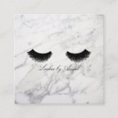 Marmorschwarz Eyelash Luxus Beauty Business Card Quadratische Visitenkarte (Vorderseite)