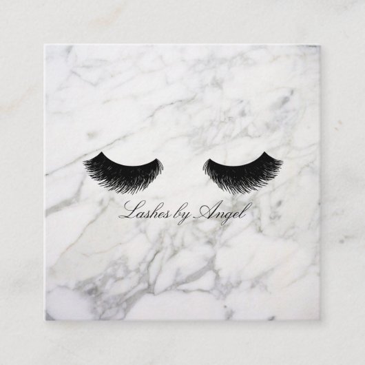 Marmorschwarz Eyelash Luxus Beauty Business Card Quadratische Visitenkarte (Vorderseite)