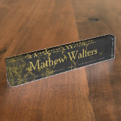 Marmorschwarz mit Gold Custom Namensplakette (Seite)