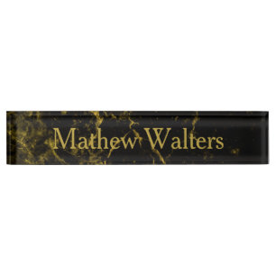 Marmorschwarz mit Gold Custom Namensplakette